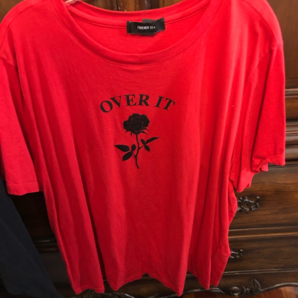 Red “over it” tee